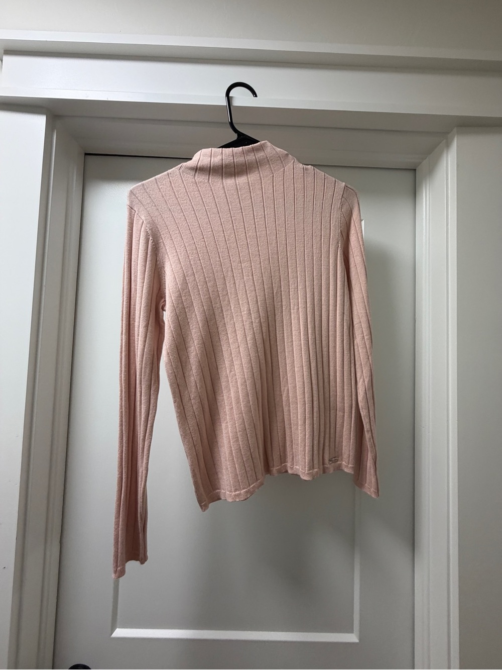 Calvin Klein Pale Pink Ribbed Mock Neck Top
